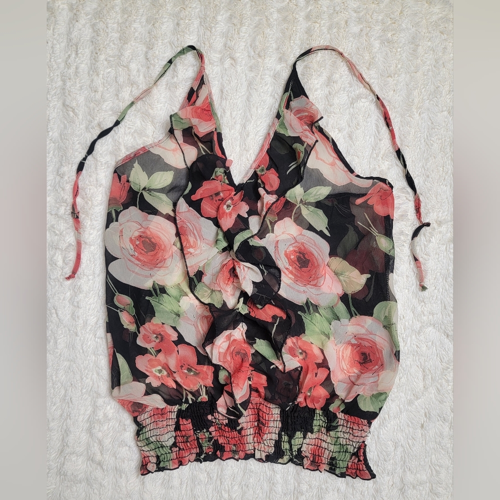 Monaco floral sheer blouse size S